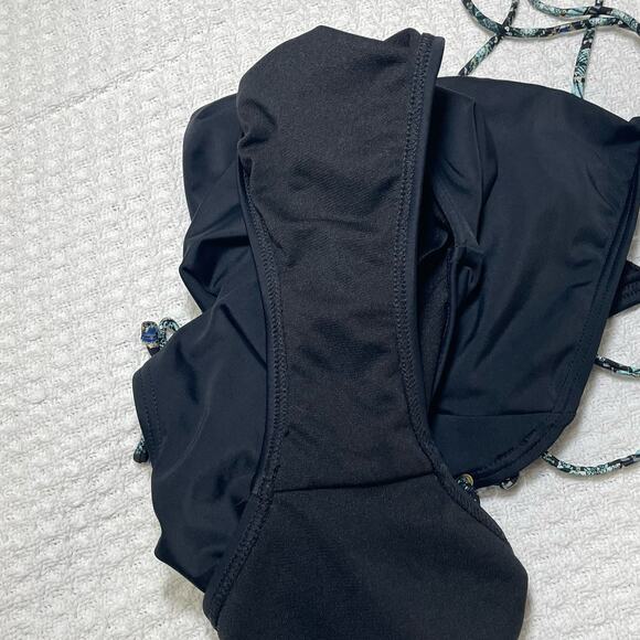 Ambrielle Size Large Black Plunge One Piece Swimsuit Tie Straps - Picture 6 of 6